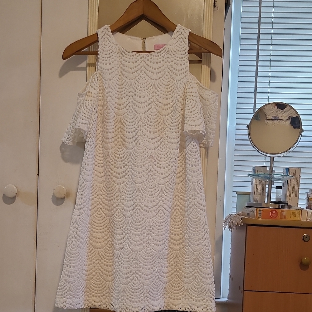Lilly Pulitzer White Cold Shoulder Mini Sundress